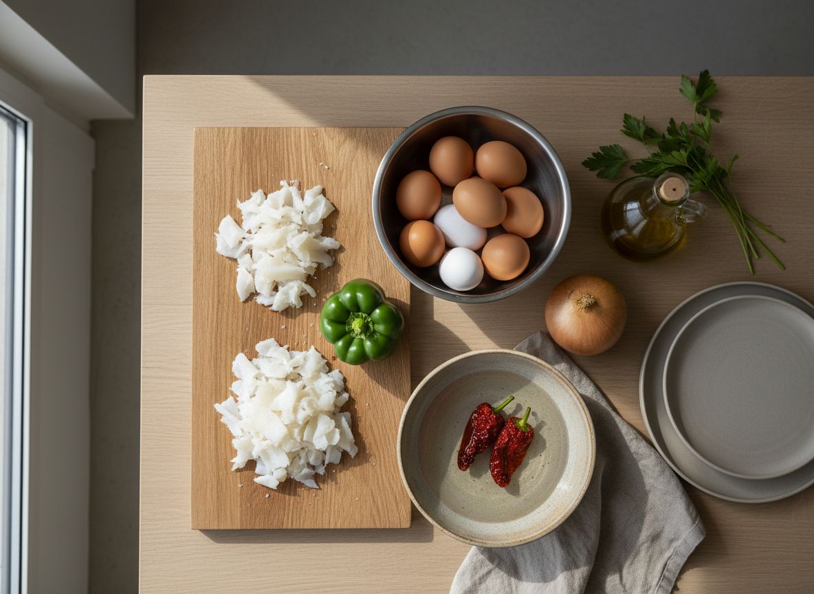 Tortilla de Bacalao a la Bilbaína con Pimiento — ingredientes